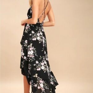 Lulu's Black and White High-Low Ruffled Sundress